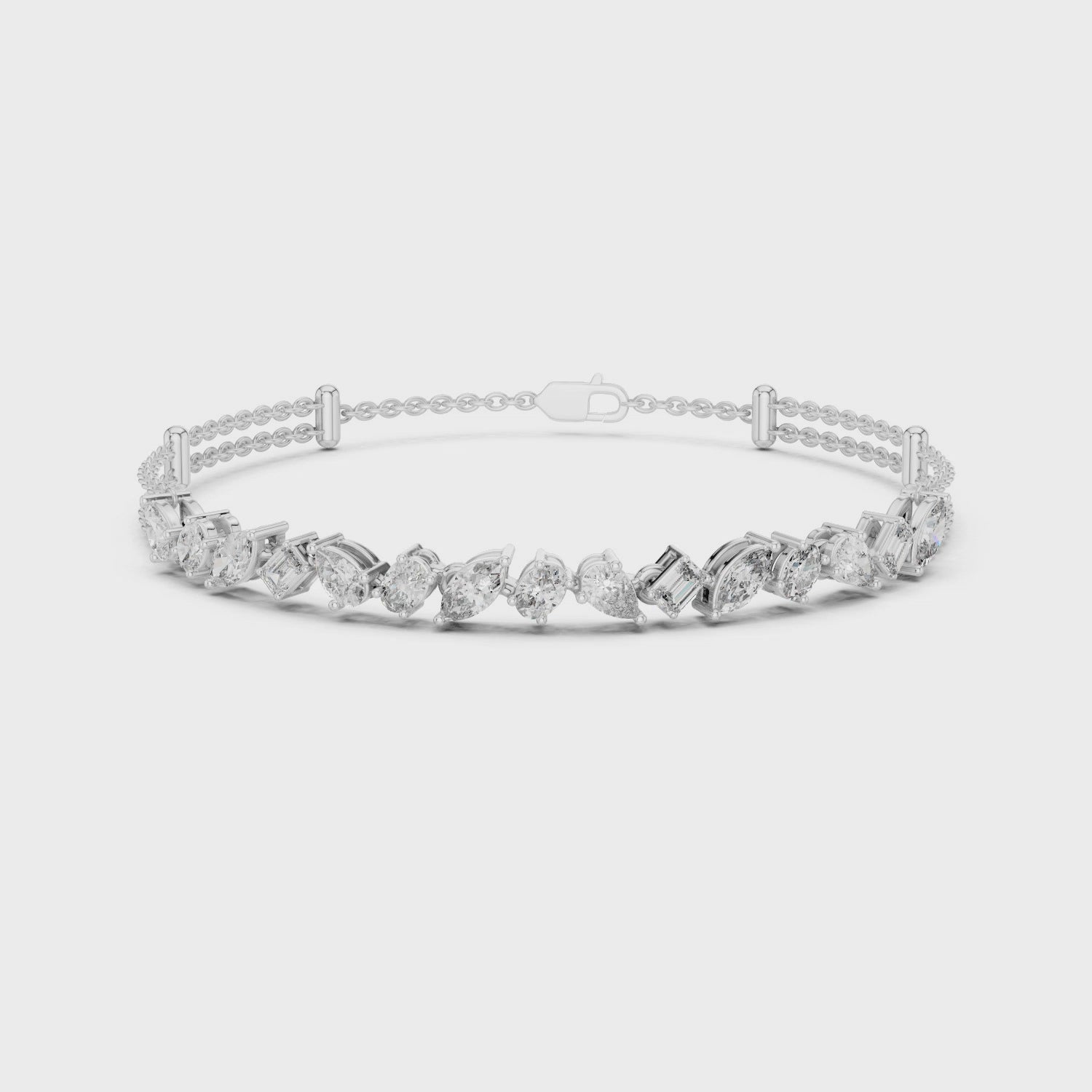 Mix Shape Moissanite Diamond 925 Sterling Silver Classic Bracelet