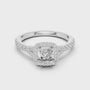 925 Sterling Silver Cushion-cut Moissanite Engagement Ring with Halo of Smaller Diamonds