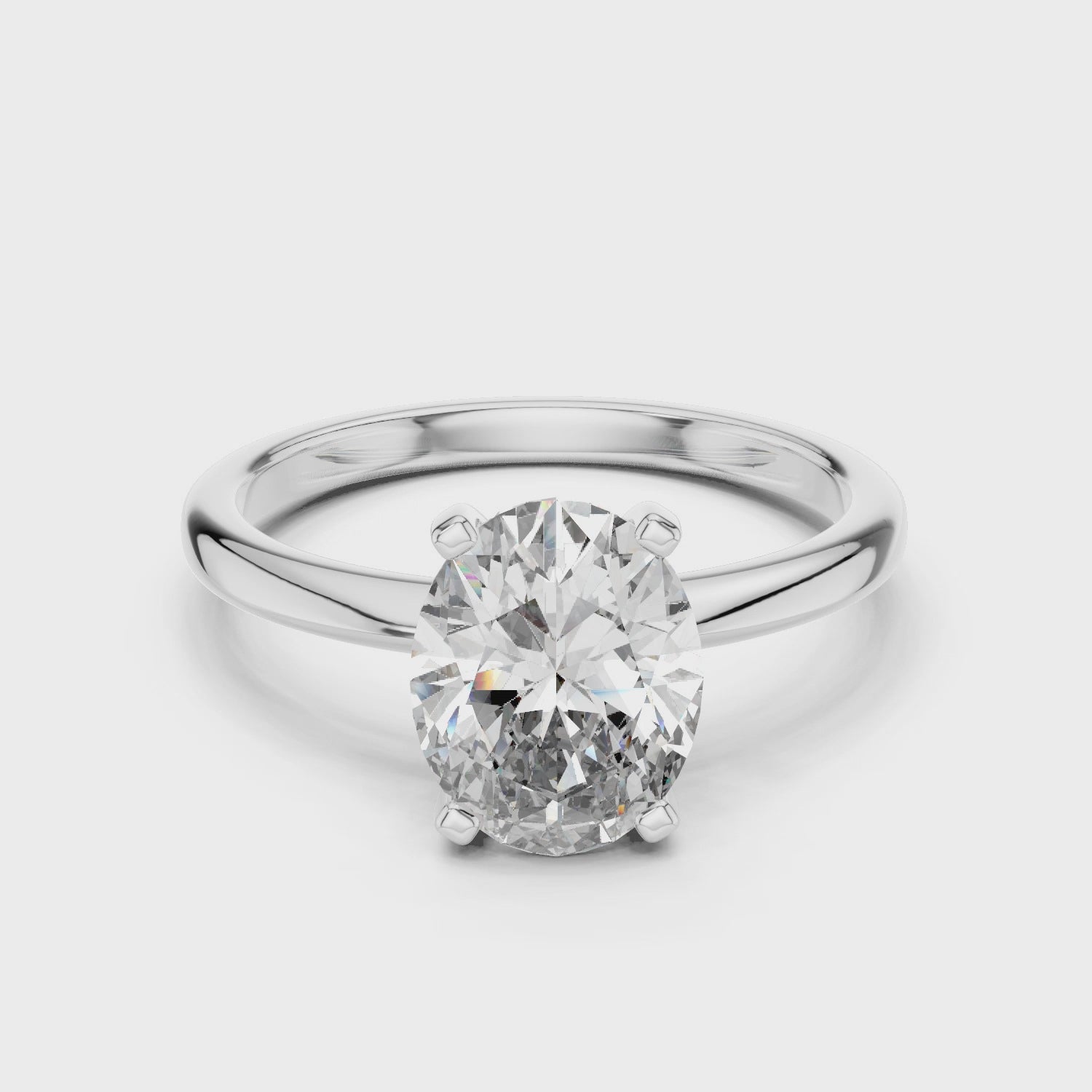 Large Oval Cut Moissanite Solitaire Diamond Engagement Ring