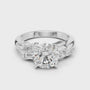 Round Moissanite Classic Three-stone Trilogy Ring with Additional Side Accents