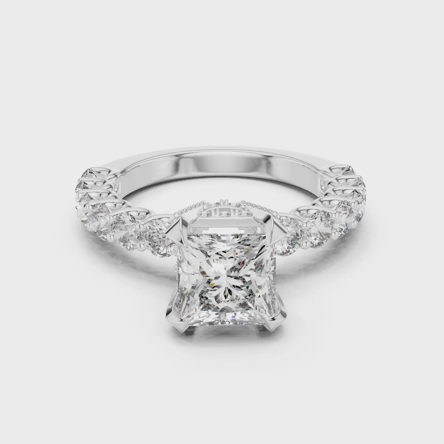 3 Carat Princess Cut Solitaire Moissanite Diamond Sterling Silver Ring