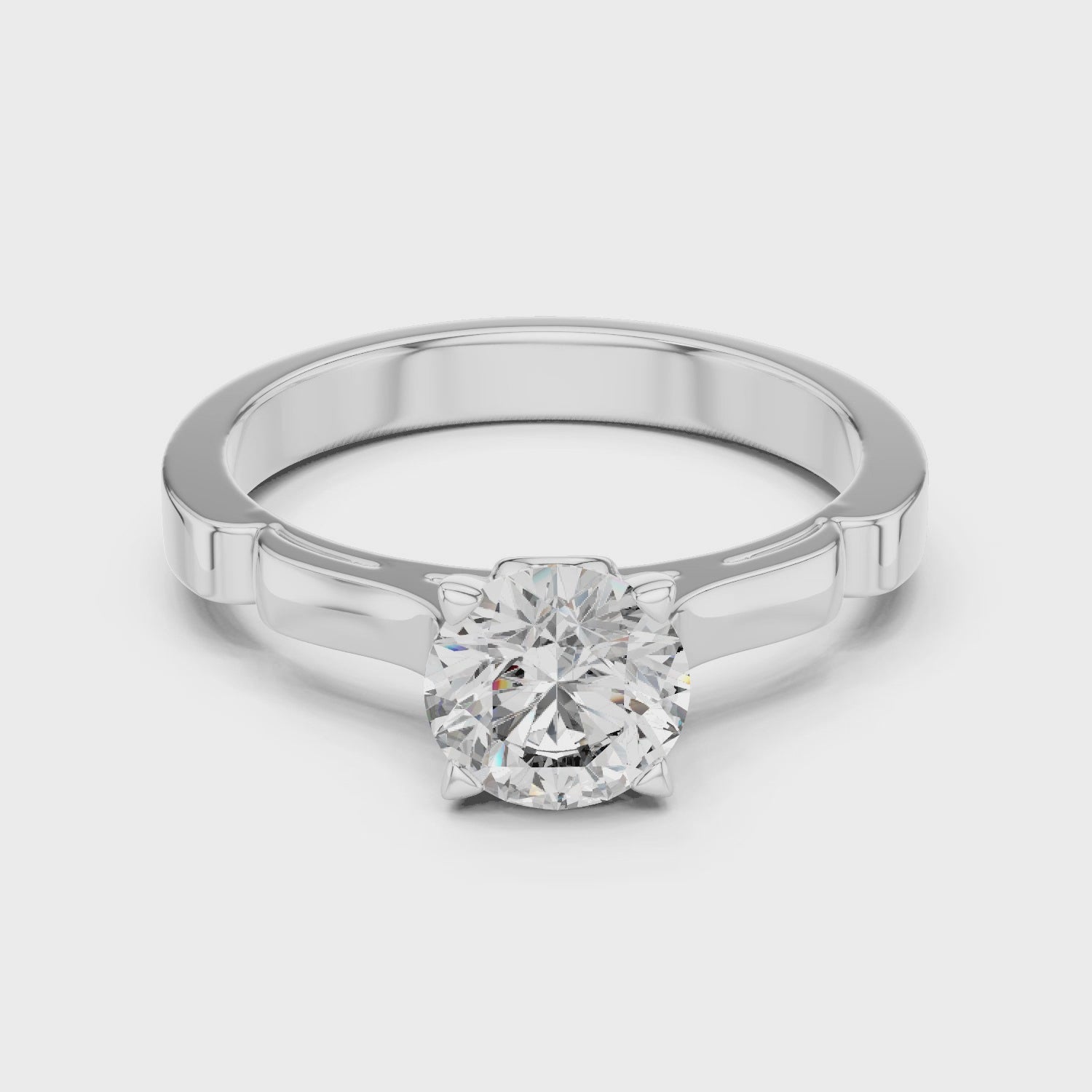 1 CT Solitaire Moissanite Round Cut Sterling Silver Engagement Ring