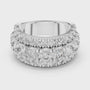 Triple-row Round-cut Moissanite Diamond Eternity Sterling Silver Statement Wedding Band