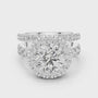 Round Moissanite Halo Cascade Solitaire Bridal Ring Set in 925 Sterling Silver
