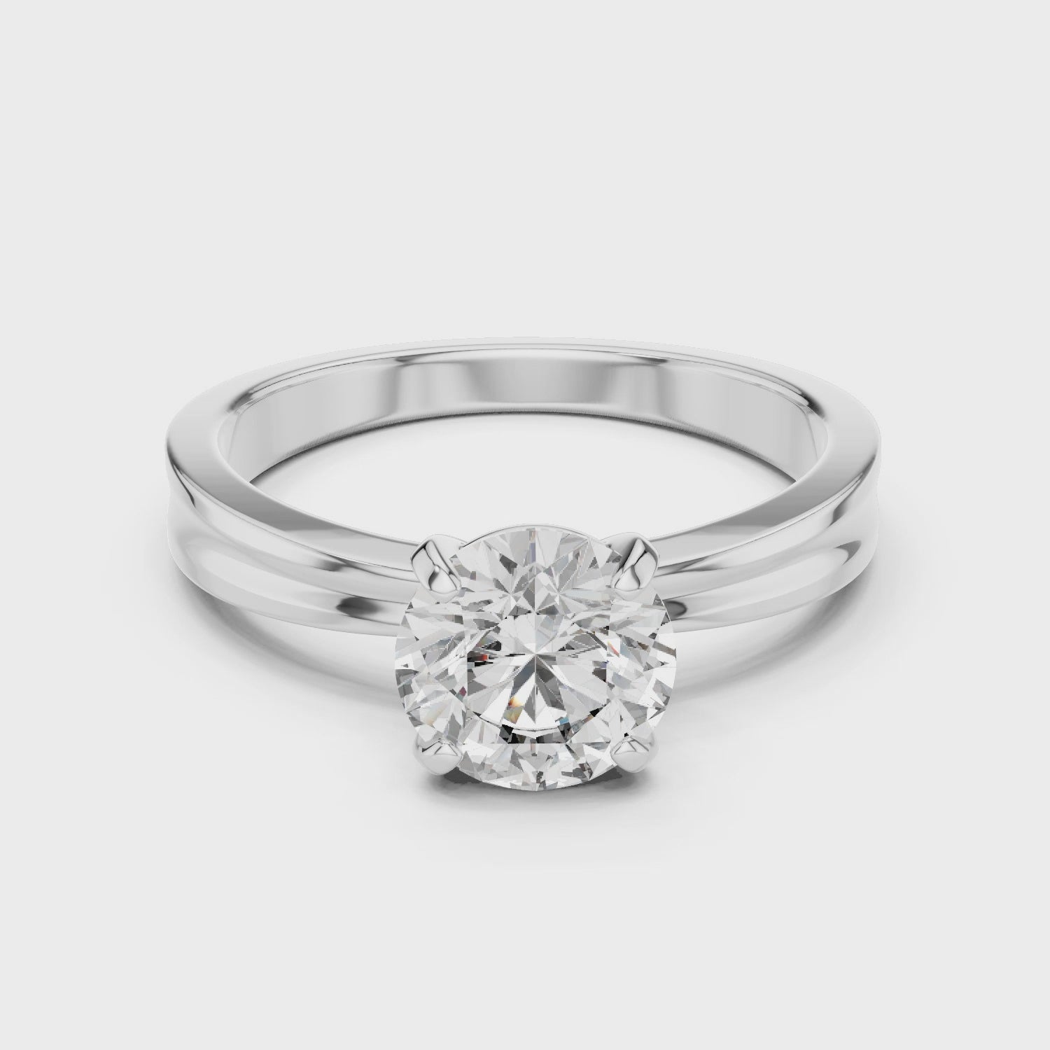 3 CT Round Solitaire Moissanite Sterling Silver Engagement Ring