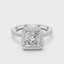 925 Sterling Silver Princess Cut Moissanite Halo Engagement Ring for Women