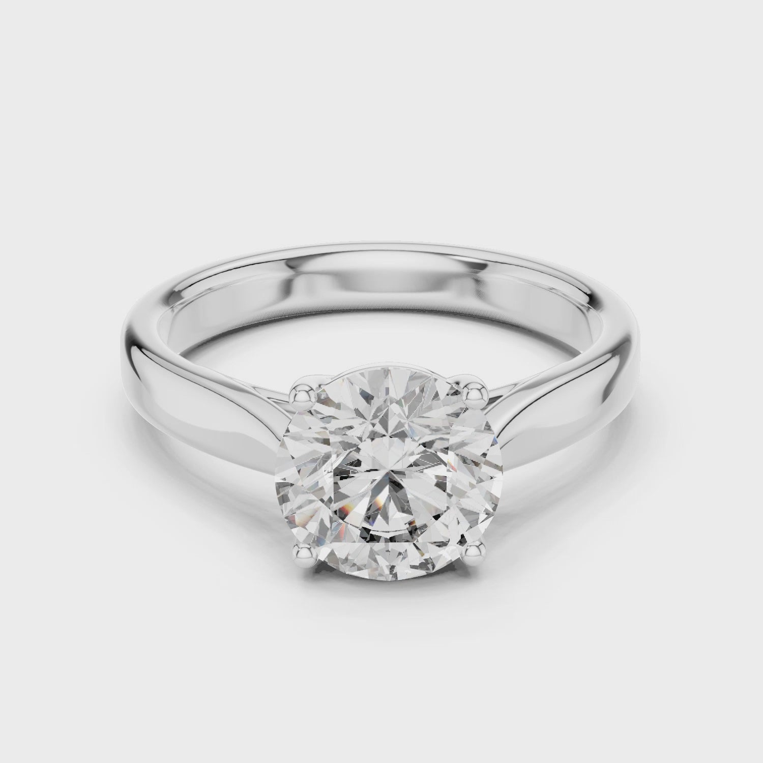Women's Round Cut Moissanite Solitaire Engagement Ring in 925 Sterling Silver