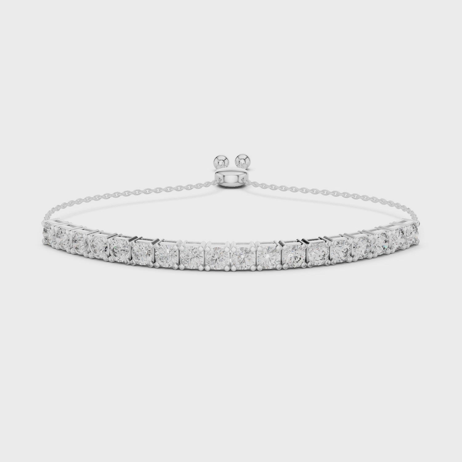 Round Cut Moissanite Sterling Silver Collect Setting Bracelet