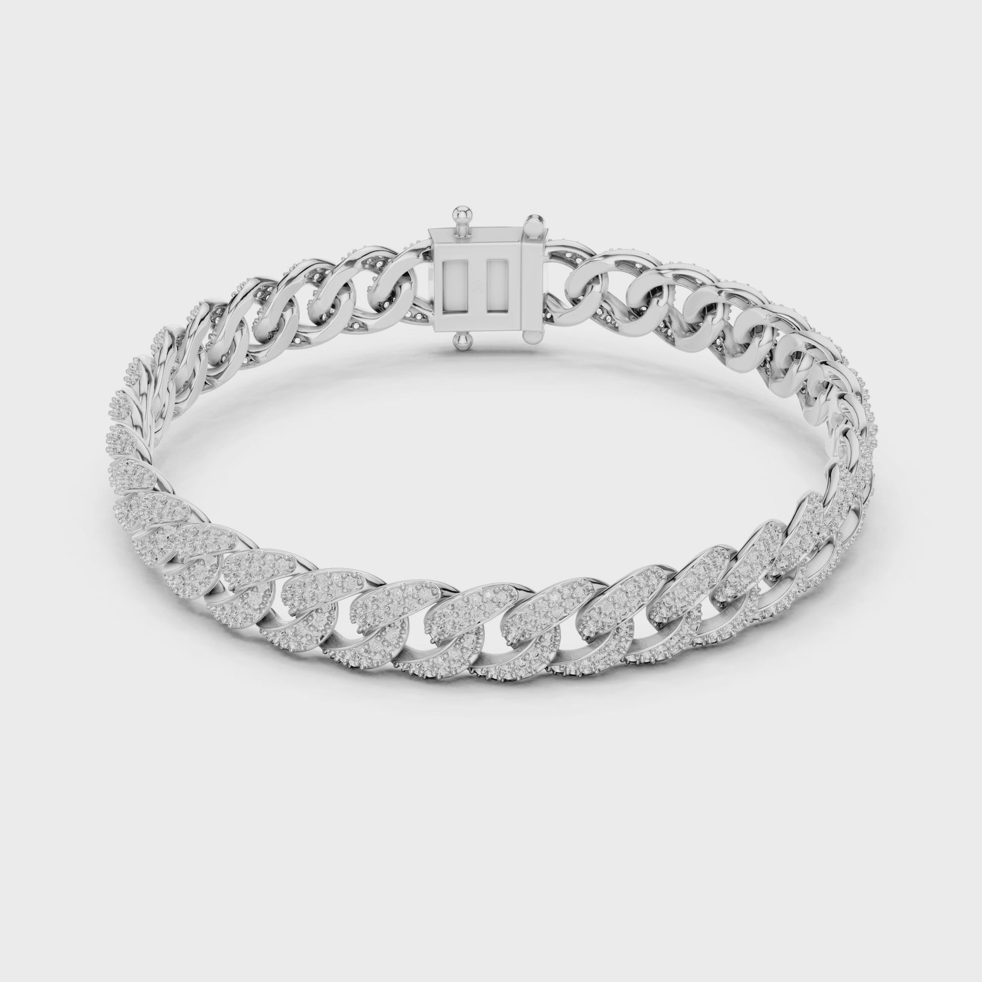 Round Cut 925 Sterling Silver Pave Setting Moissanite Bracelet