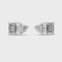 1 CT Heart & 1 CT Emerald Toi Et Moi Style Moissanite Diamond Stud Earrings