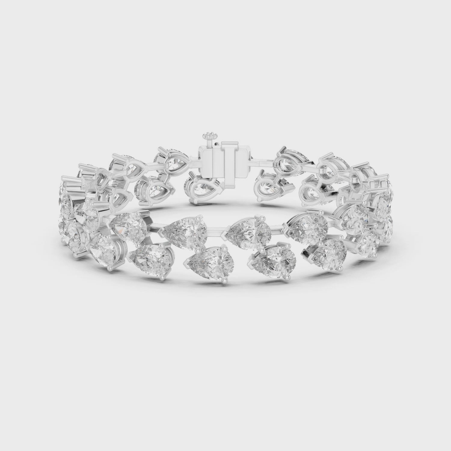 Pear Shape Double Row Tennis Moissanite Daimond 925 Sterling Silver Bracelet