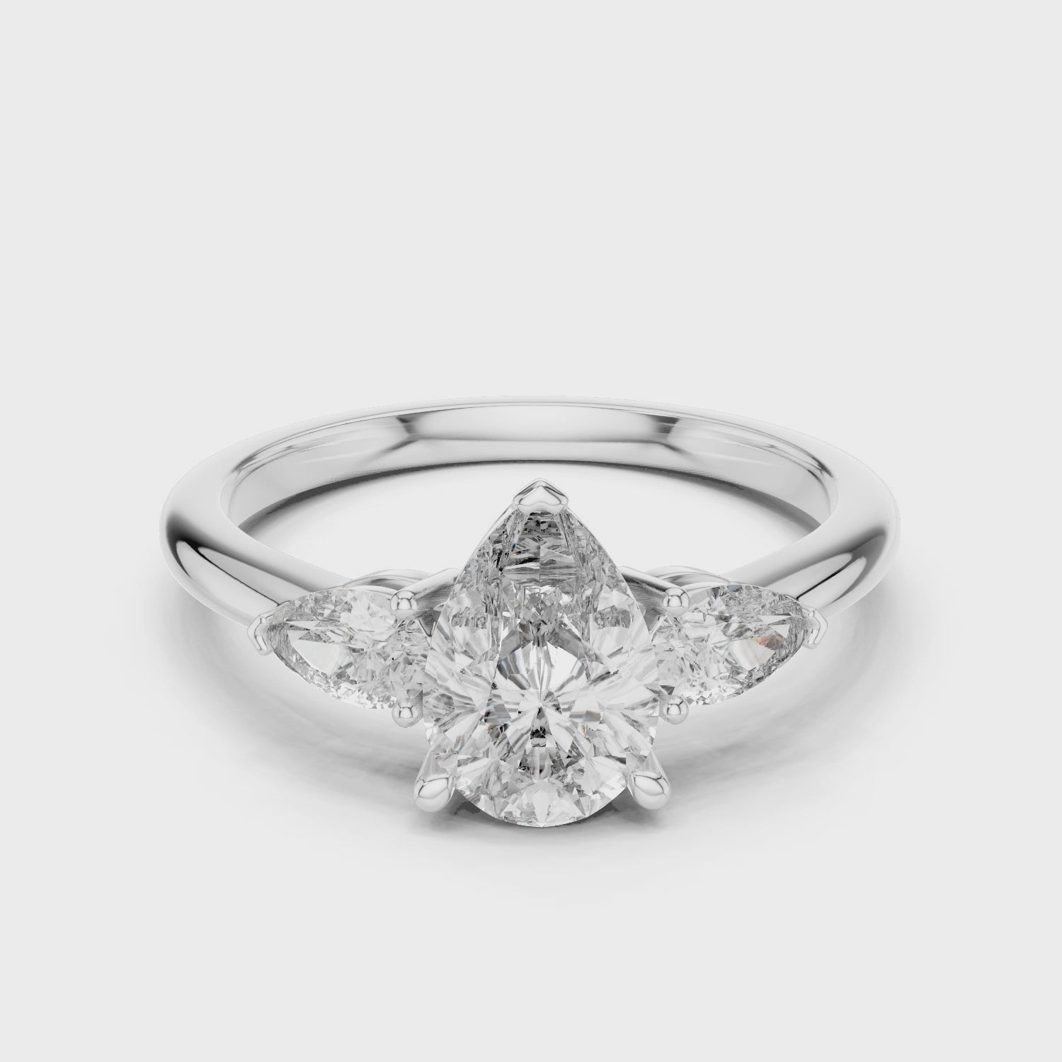 Pear Cut Moissanite Trilogy 925 Sterling Silver Engagement Ring for Women