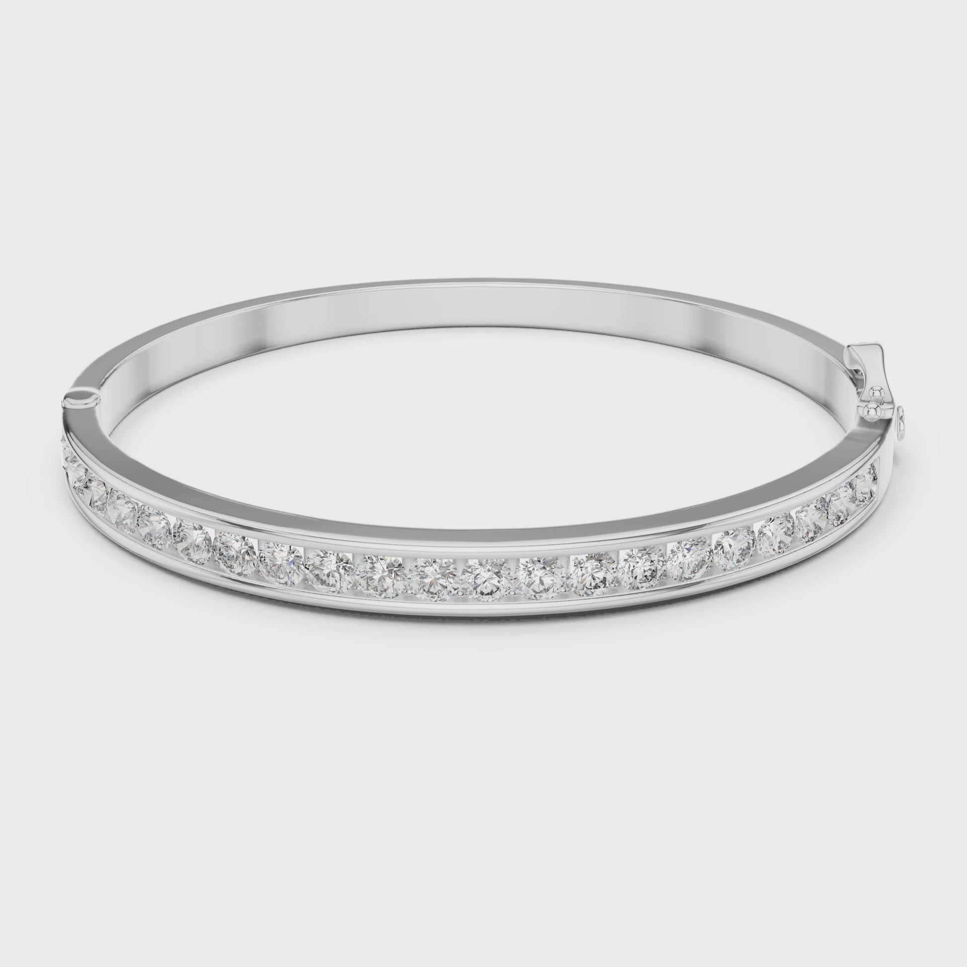 Classic Round Moissanite Channel Setting Sterling Silver Bracelet