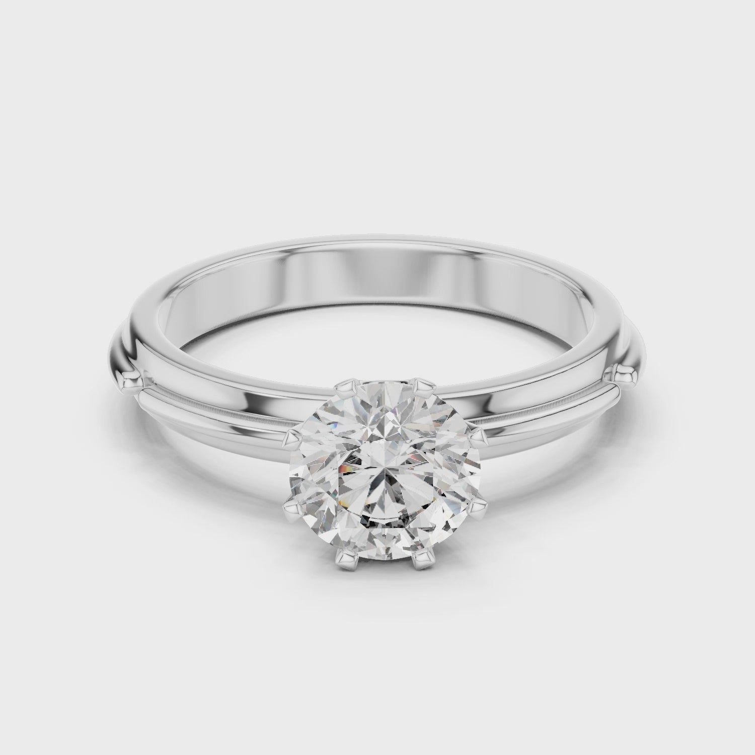 Moissanite Round Cut Sterling Silver Solitaire Engagement Ring