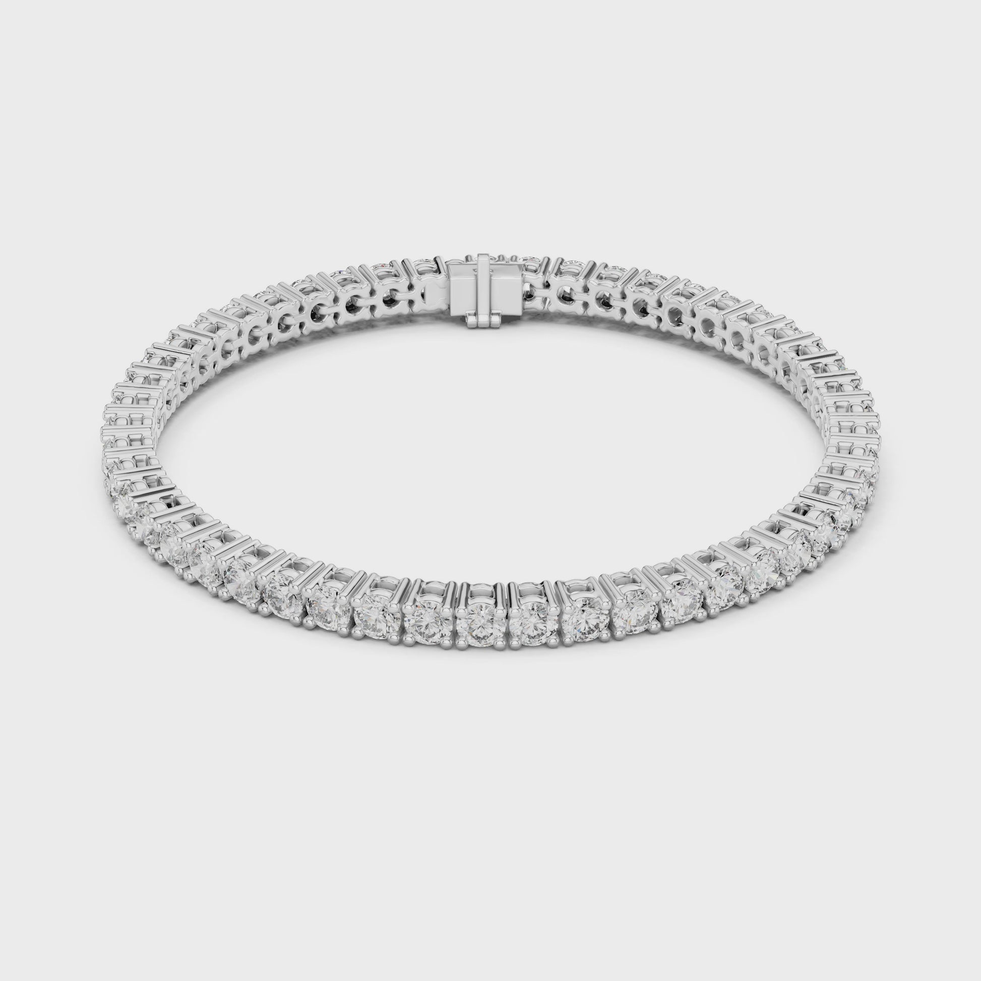 Collect Setting Round Cut Moissanite 925 Sterling Silver Bracelet