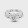 Round Cut Moissanite Split Shank Halo Solitaire 925 Sterling Silver Engagement Ring