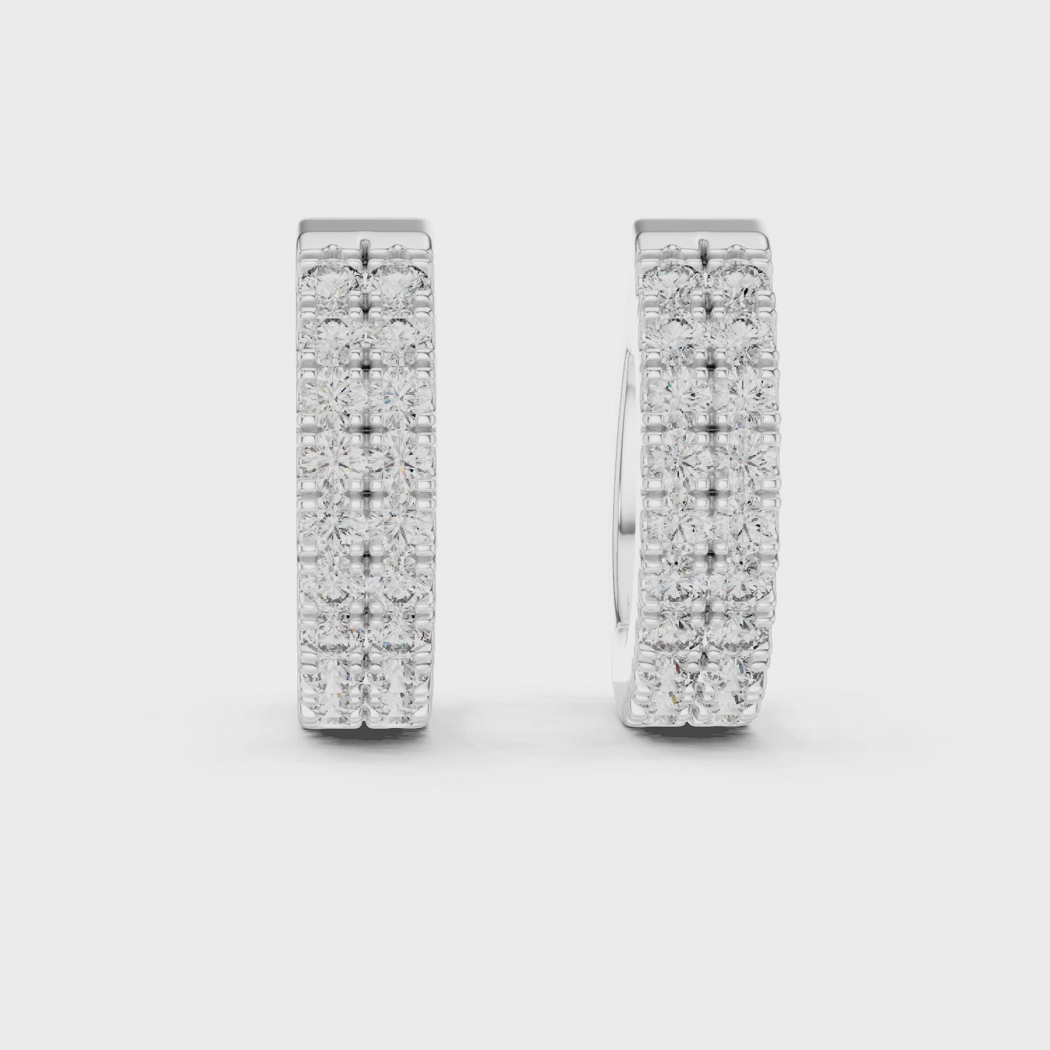Briliant Round Cut Double-Row Moissanite Diamond Huggie Hoop Earrings