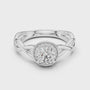Central Round Cut Solitaire Twisted Halo Engagement Sterling Silver Moissanite Diamond Ring