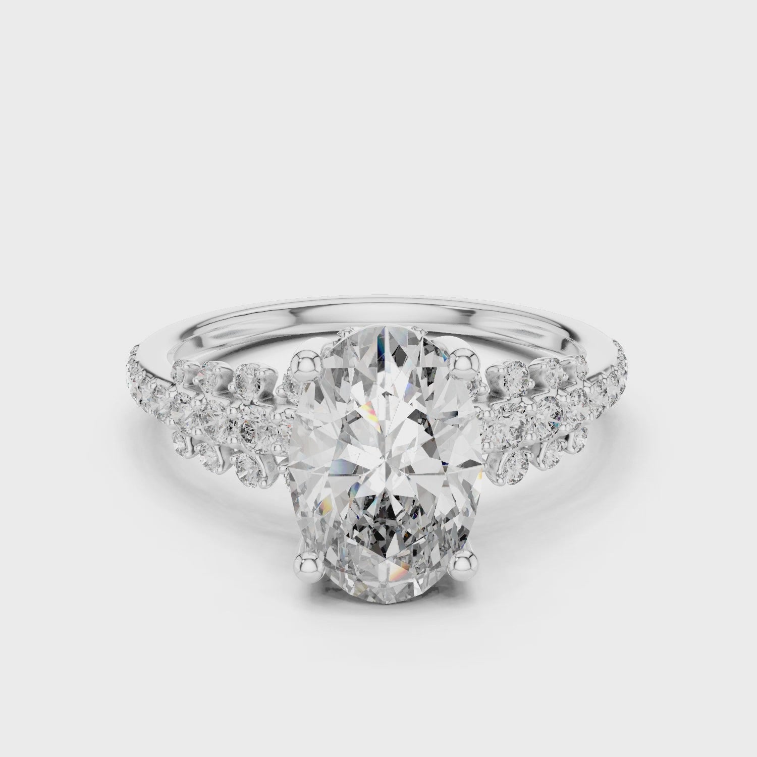 925 Sterling Silver Moissanite Engagement Ring with an Oval-cut Center Stone