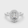 Oval Halo Moissanite Diamond Sterling Silver Engagement Ring for Women