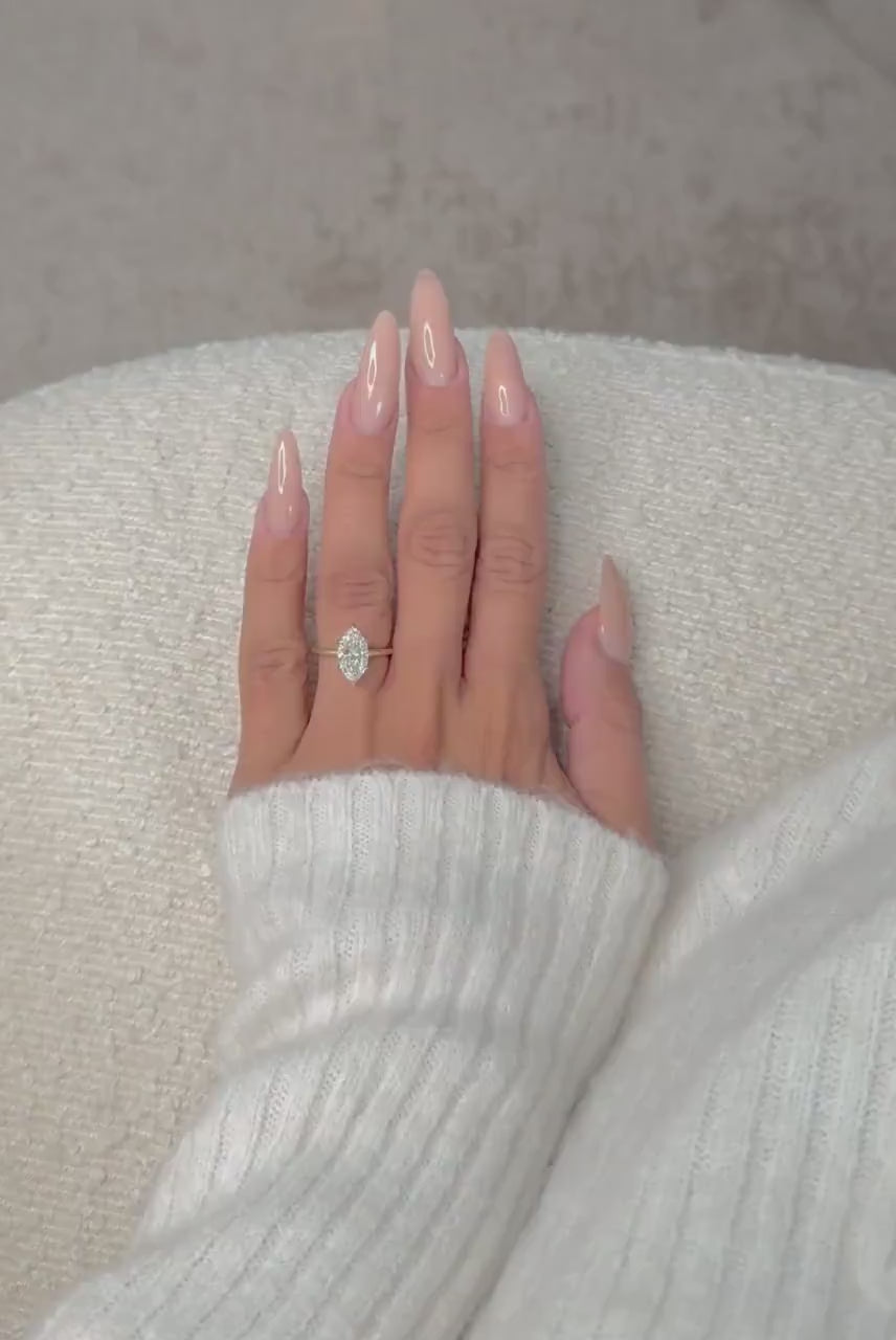 2 Carat Marquise Cut Lab Grown Diamond Solitaire Hidden Halo Engagement Ring IGI Certified Gold Band