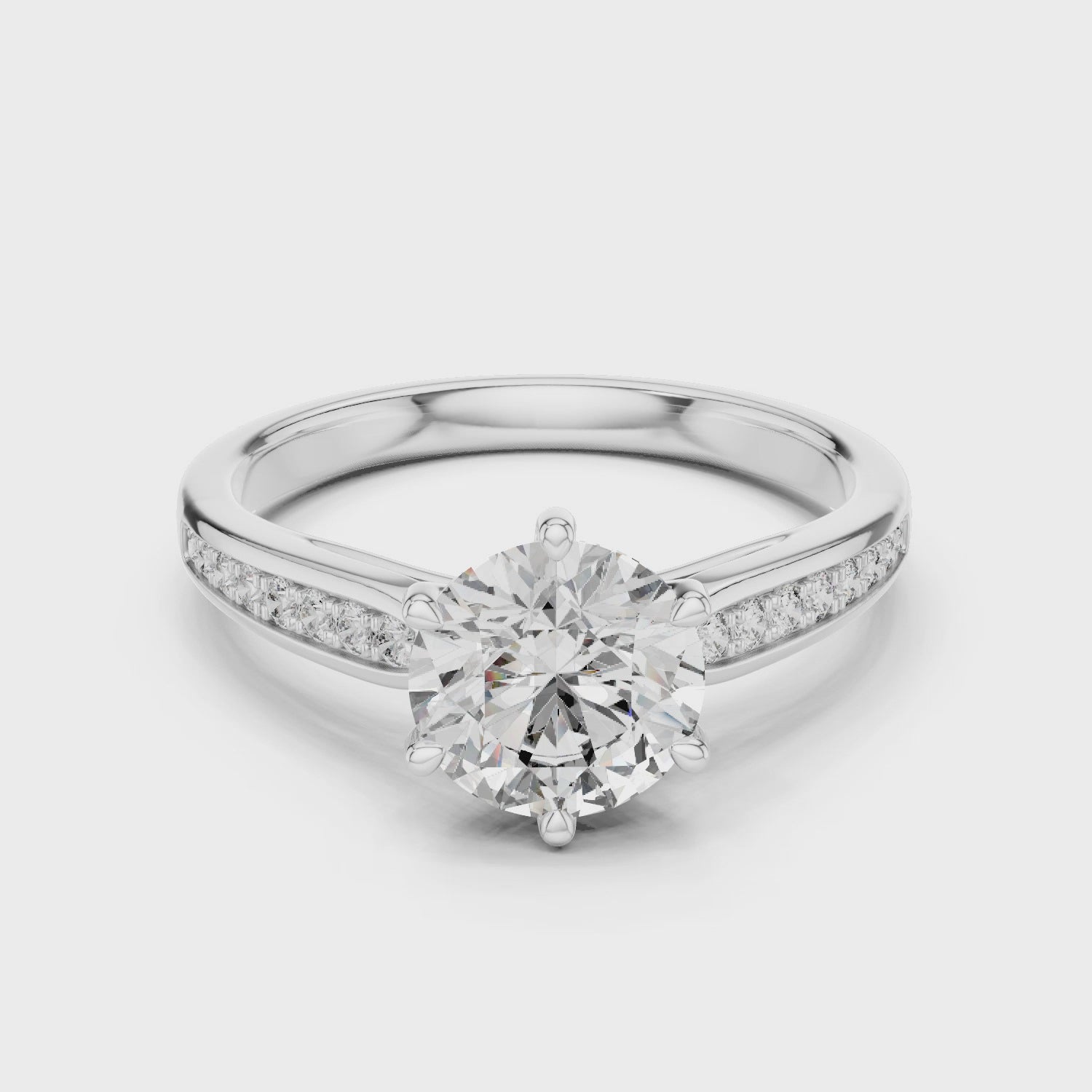Central Round Cut Moissanite Solitaire Sterling Silver Ring for Women
