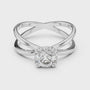 Round Moissanite Split Double Band Solitaire Engagement Ring in Sterling Silver