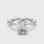 Oval-cut Moissanite Solitaire Engagement Ring with Raindrop Style Side Accent Stones