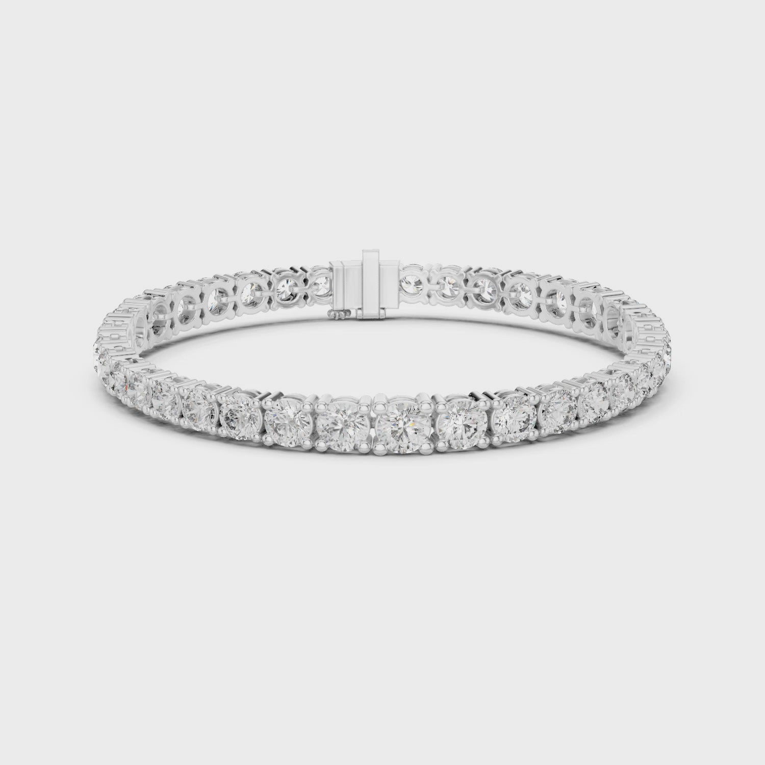 Round Shape Moissanite Diamond 925 Sterling Silver Classic Tennis Bracelet