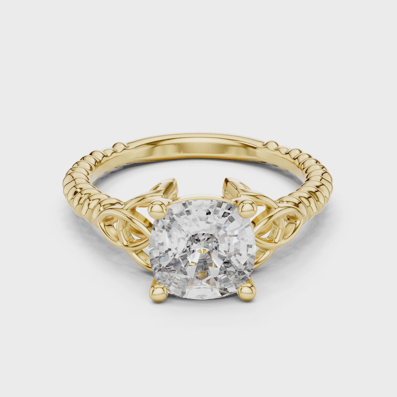 2.43 Carat Cushion Cut Lab Grown Diamond Celtic Spark IGI Certified Engagement Ring