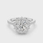 Central Large Round-cut Moissanite with Floral-style Halo Engagement Ring
