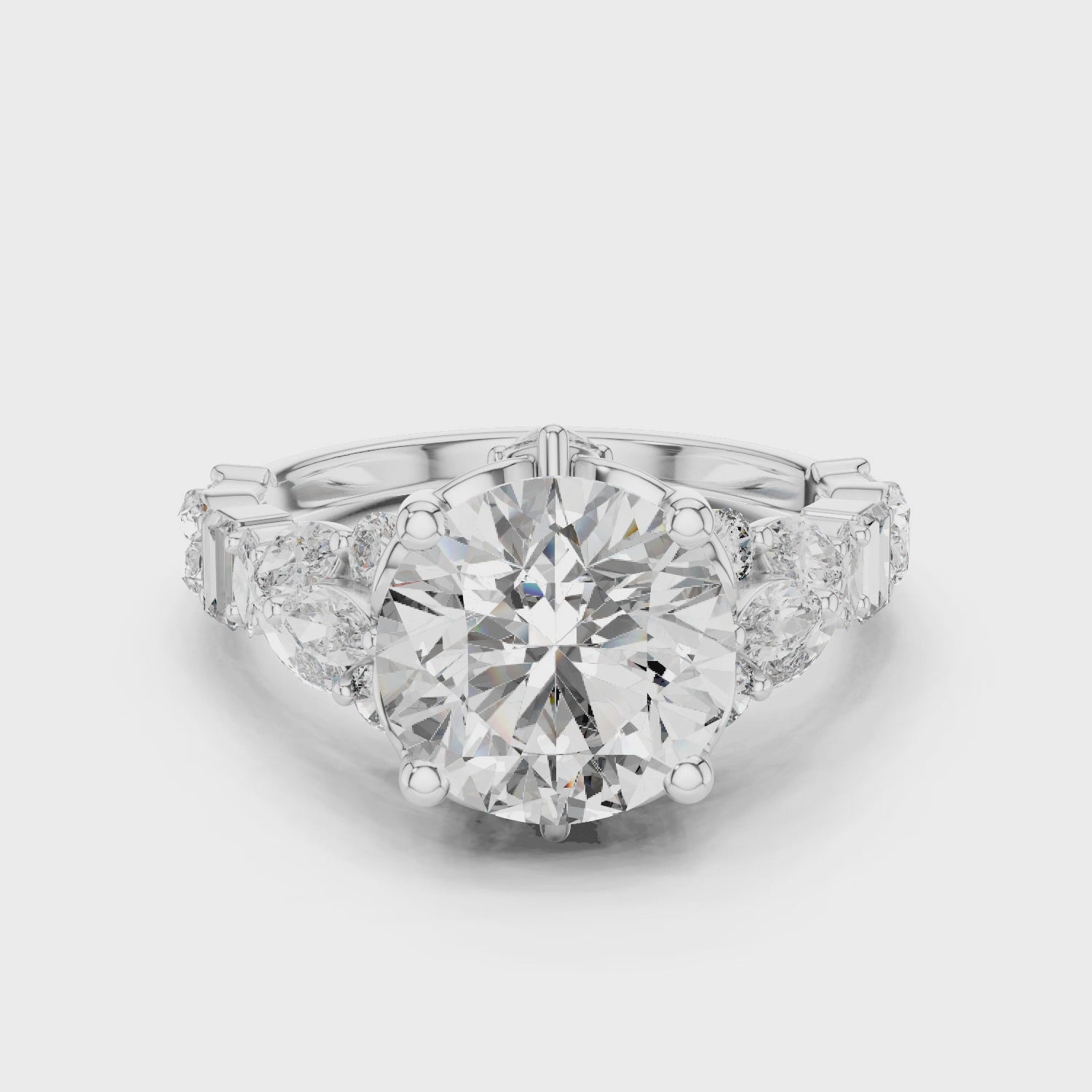 Round Cut Moissanite with Multi Stone Vintage Engagement Ring for Women