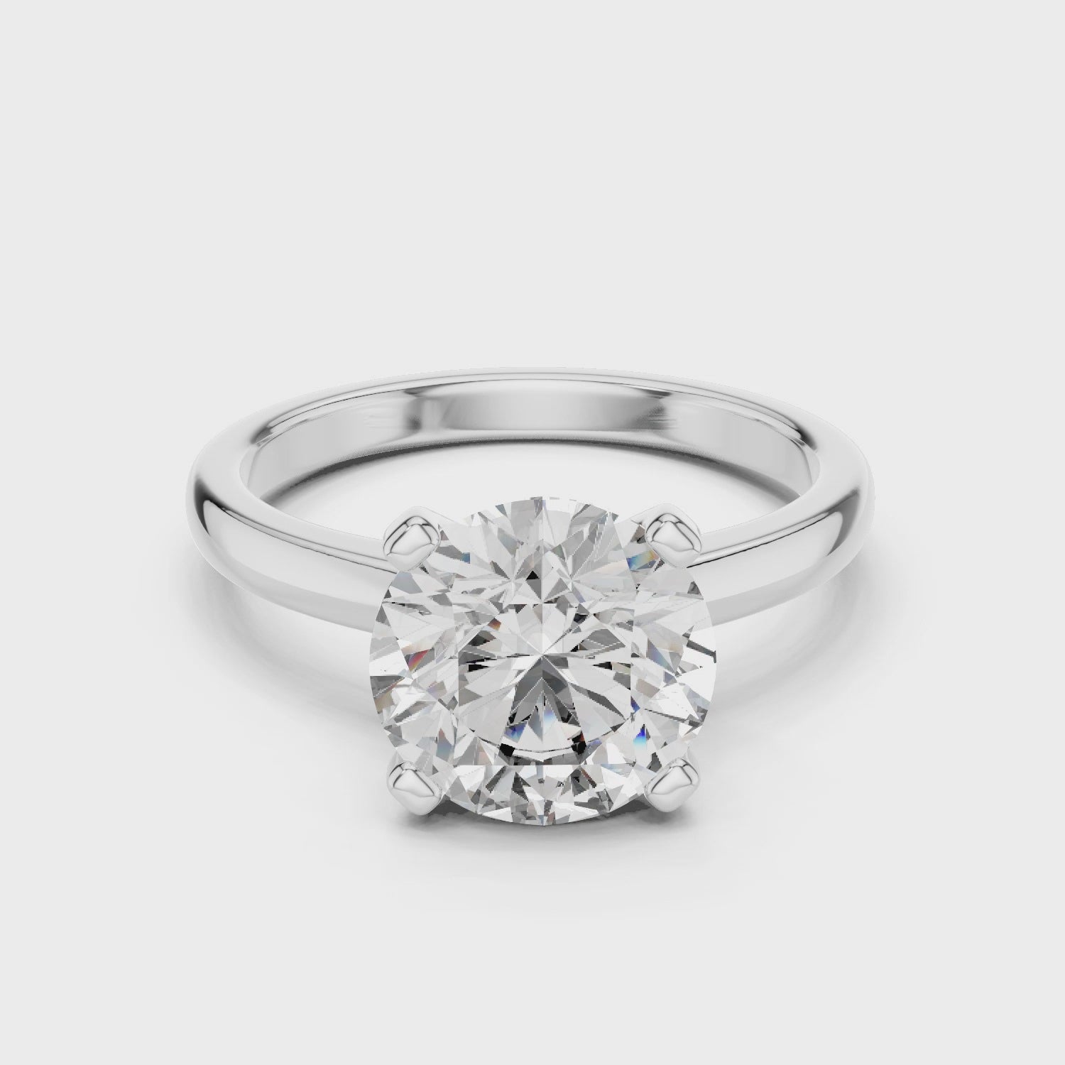 Round Brilliant Cut Moissanite Solitaire Sterling Silver Engagement Ring for Women