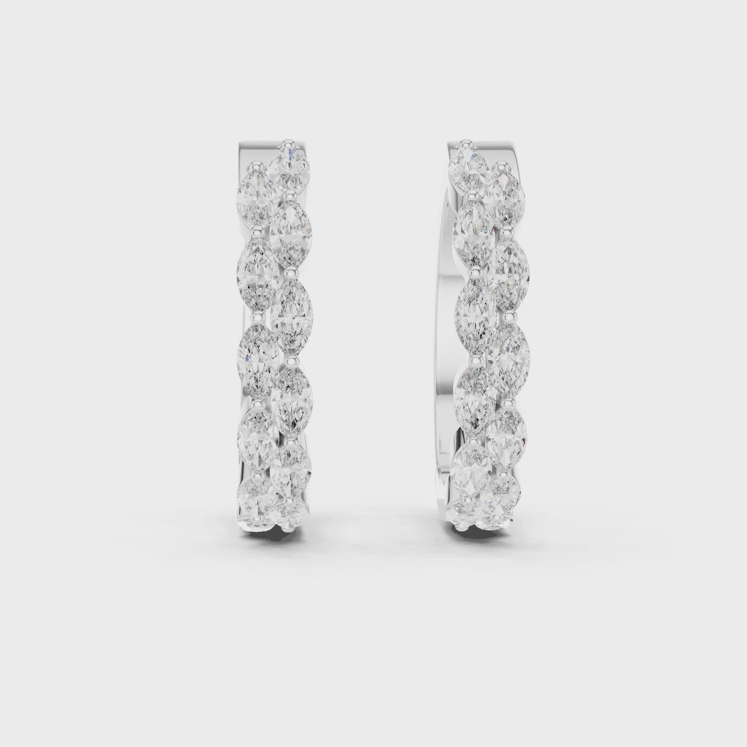 Marquise Cut Double Row Moissanite Diamond Inside Out Hoop Earrings