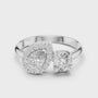 Halo Toi Et Moi Pear and Round Cut Moissanite Sterling Silver Ring