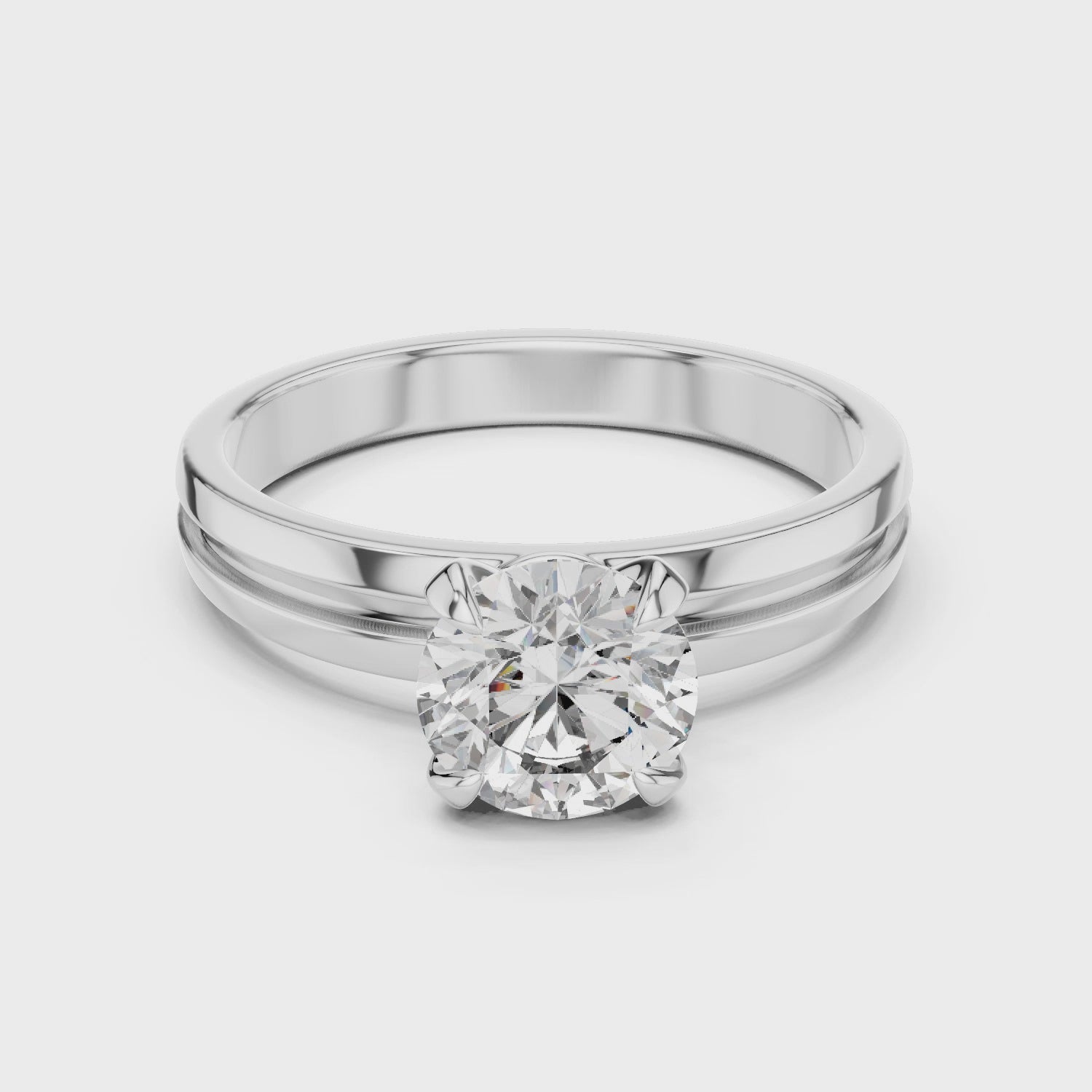 Round Cut 2 CT Moissanite Solitaire Sterling Silver Engagement Ring