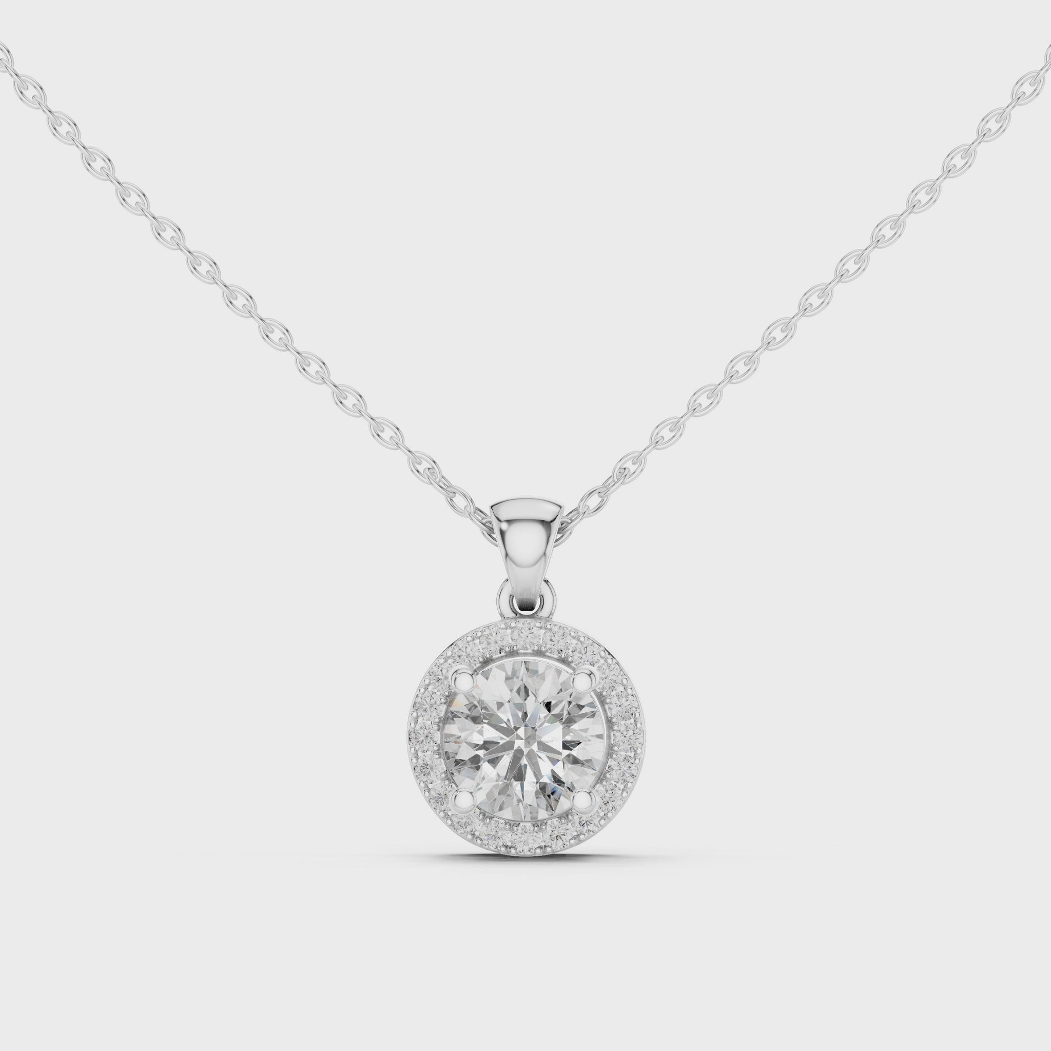 1 CT Round Cut Moissanite Prong Setting 925 Sterling Silver Diamond Pendant Necklace