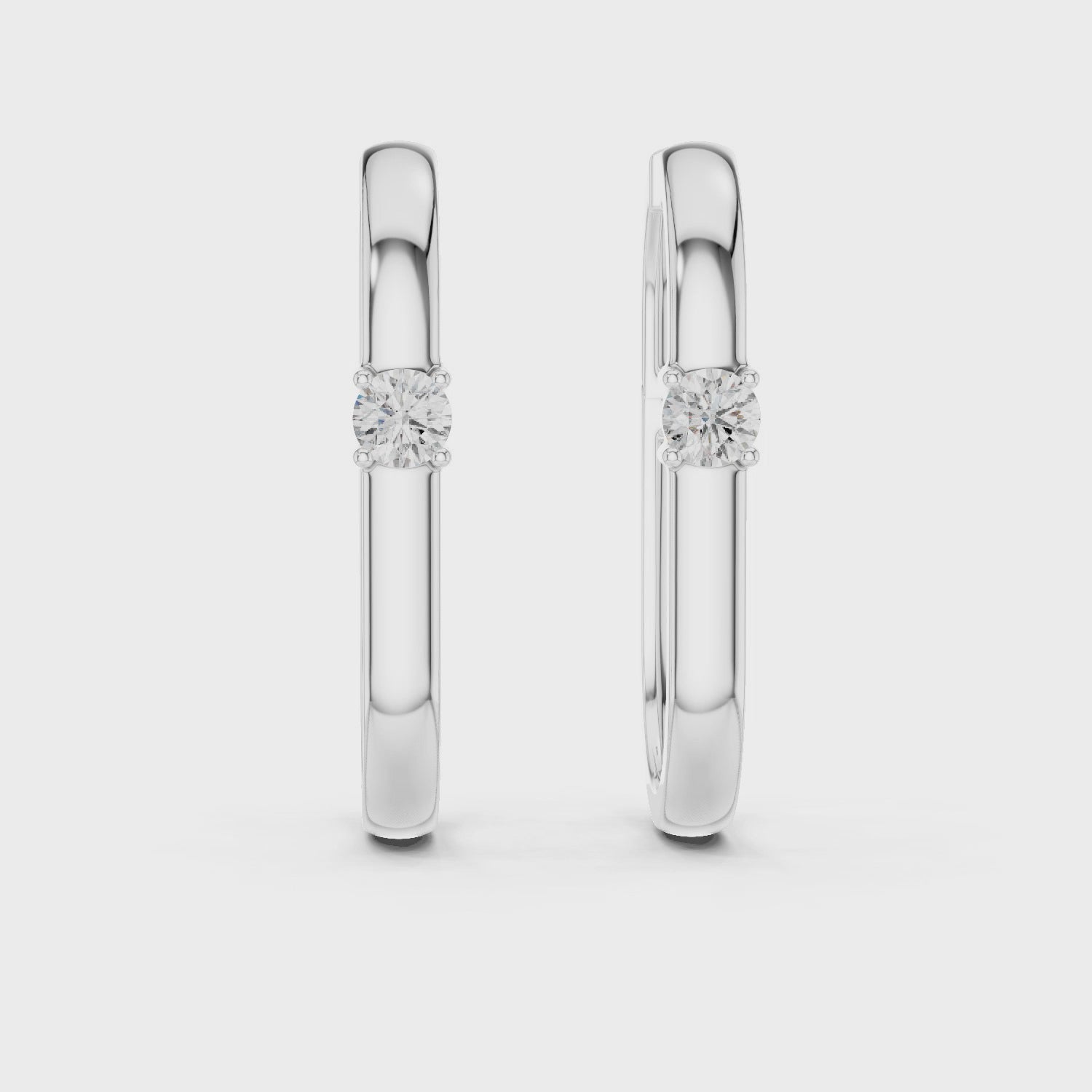 Round Cut Solitaire Moissanite Diamond Huggie Hoop Earrings