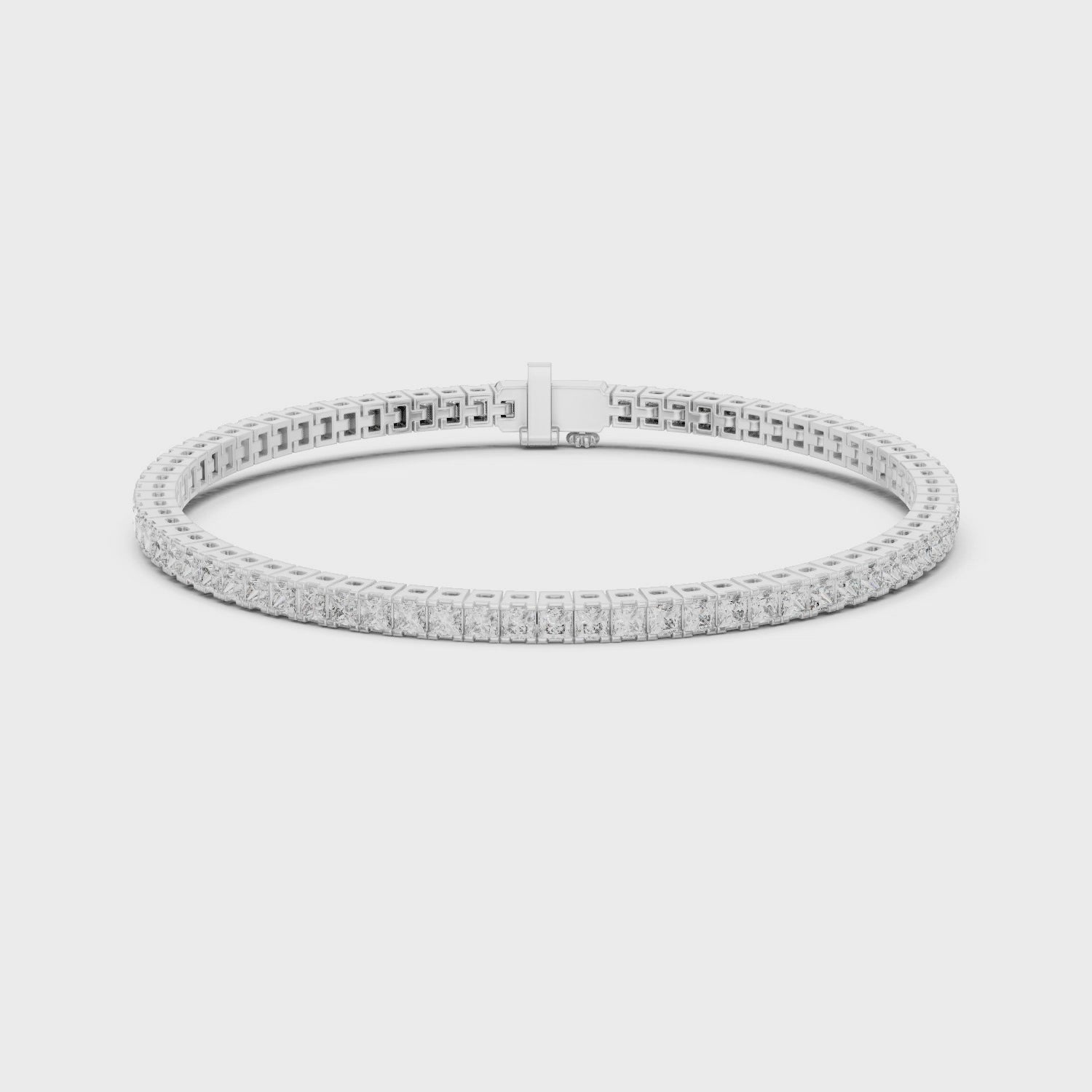 Princess Cut 925 Sterling Silver Prong Setting Tennis Moissanite Diamond Bracelet