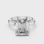 Emerald-cut Moissanite Diamond Solitaire Ring for Engagement and Wedding