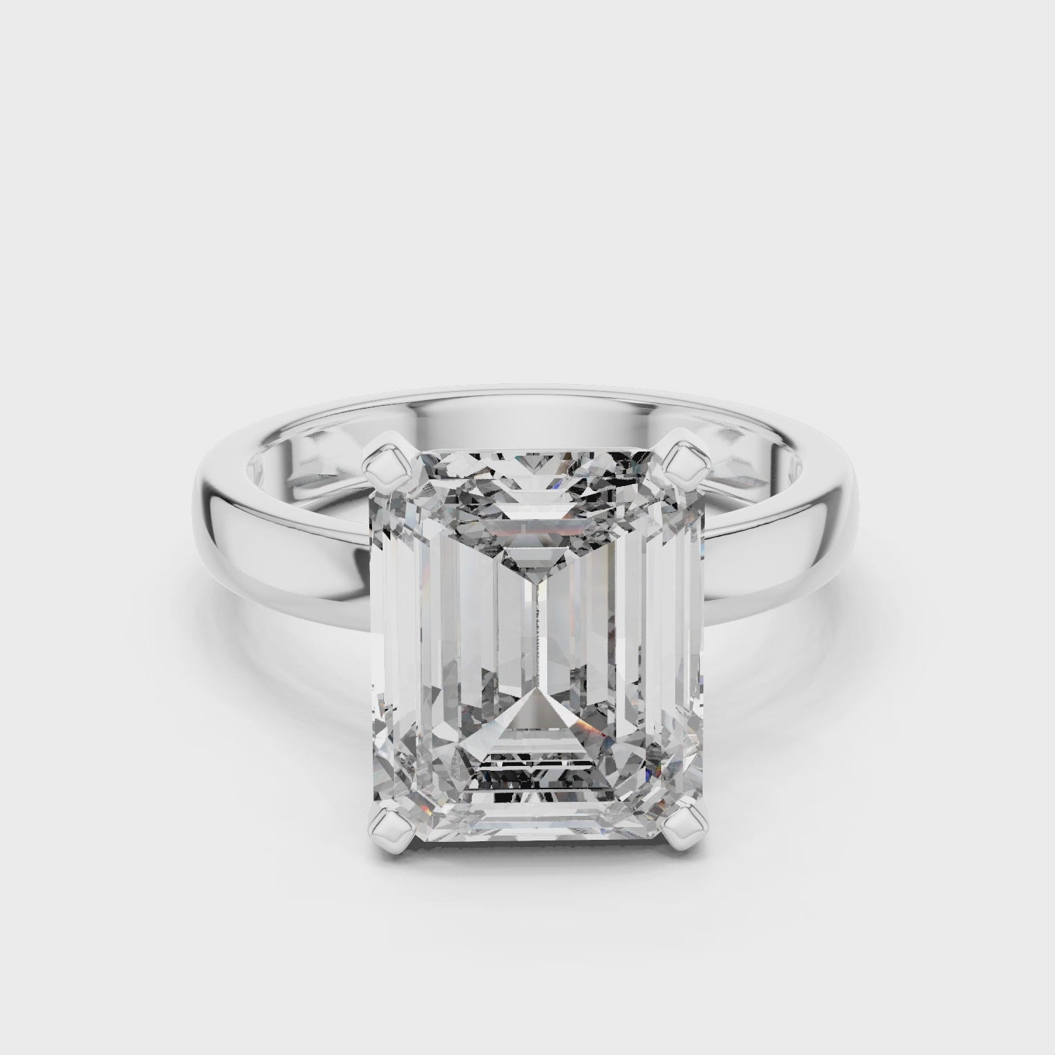 Emerald-cut Moissanite Diamond Solitaire Ring for Engagement and Wedding