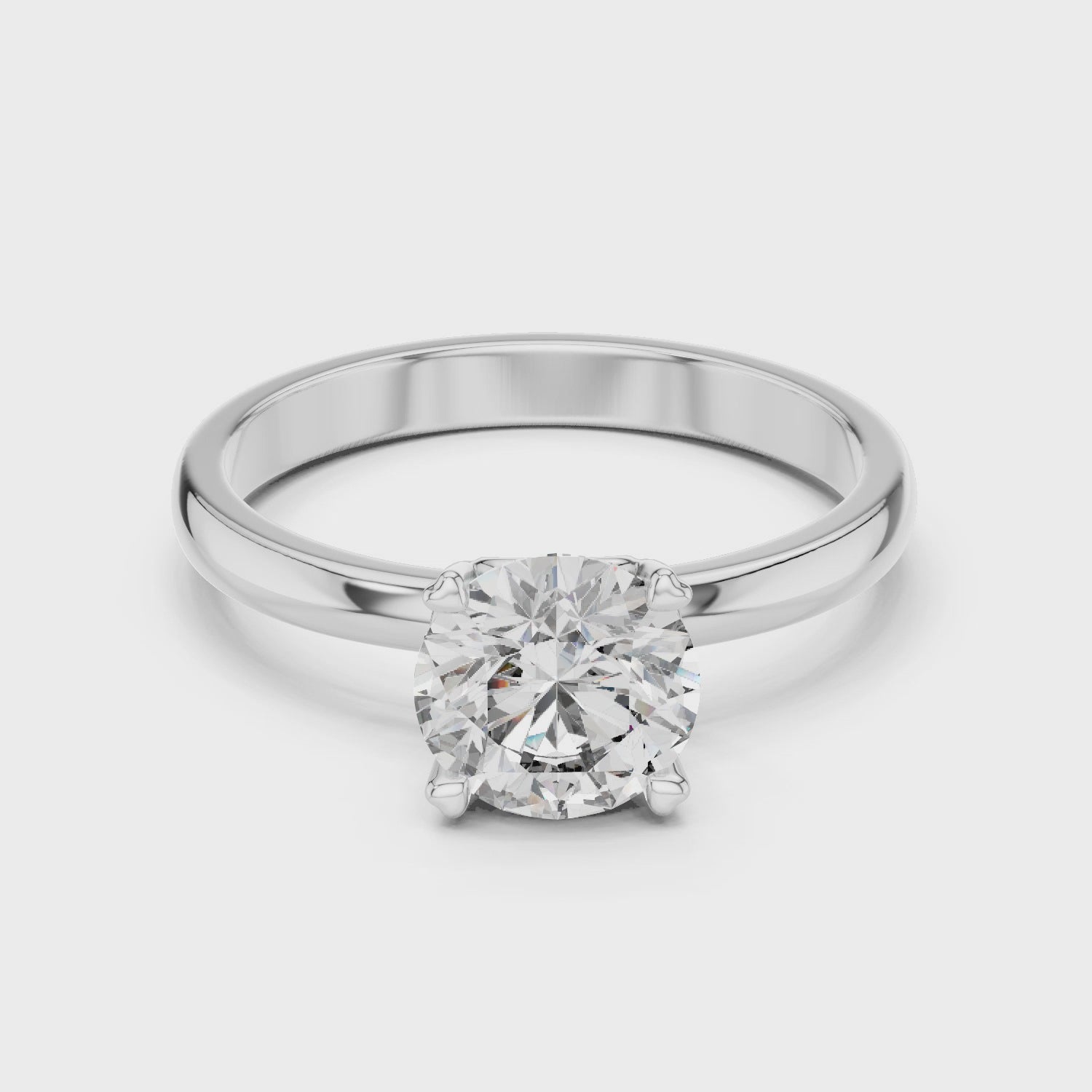 Excellent Round Cut Solitaire Sterling Silver Moissanite Engagement Ring