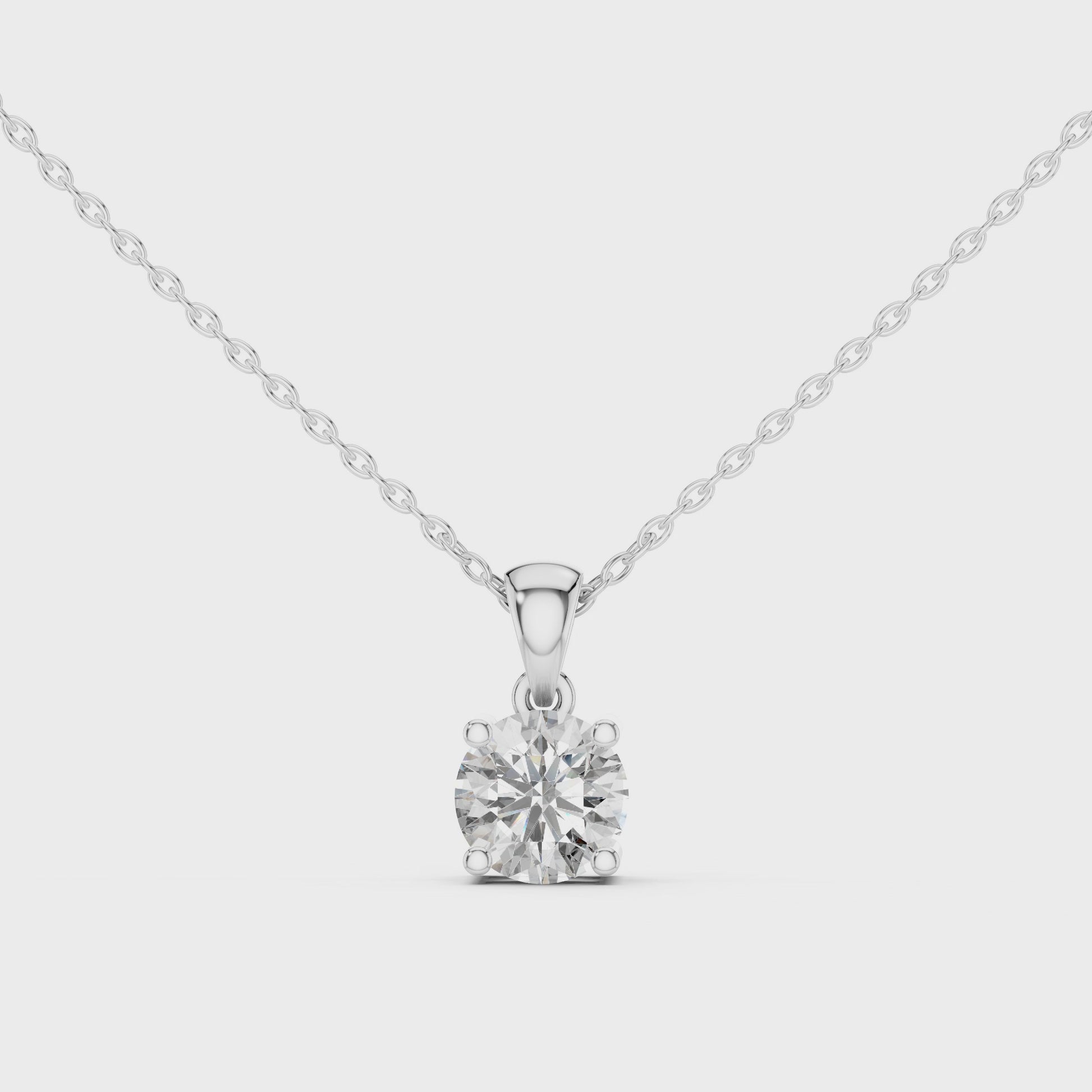 925 Sterling Silver 1 CT Round Cut Moissanite Prong Setting Solitire Diamond Pendant Necklace