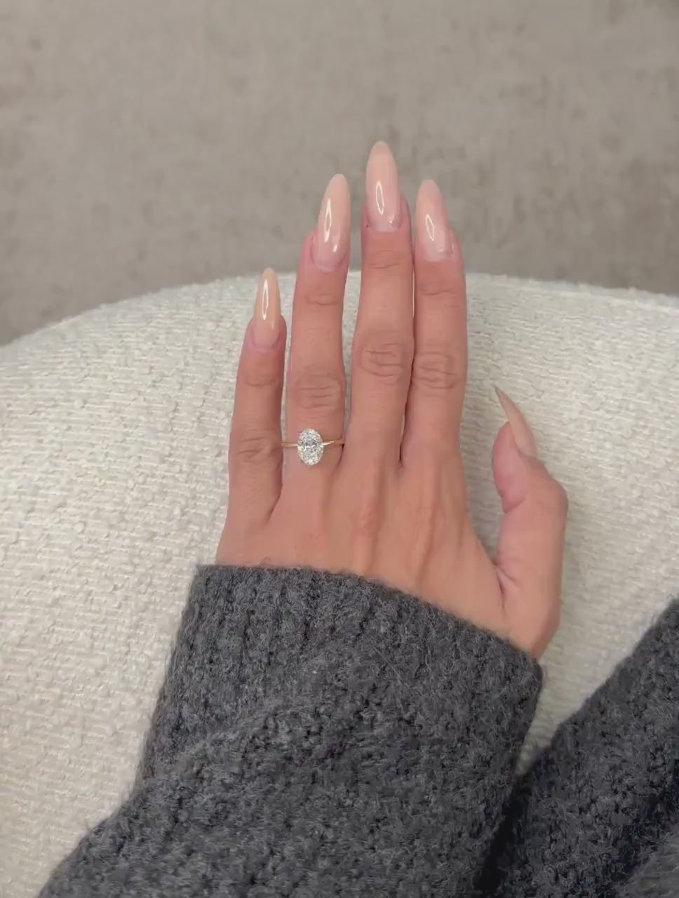 2 Carat Oval Lab Grown Diamond Ring | Oval Cut Solitaire Engagement Ring | 14K Yellow Gold | IGI Certified