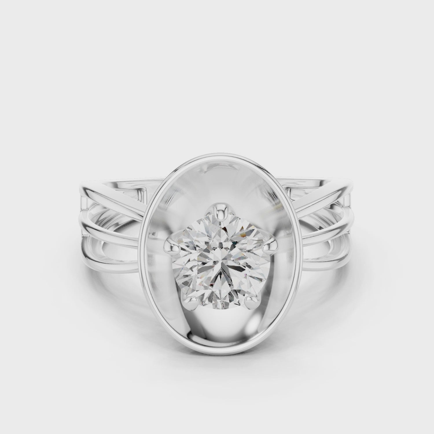 2 CT VVS Round Cut Elevated Bezel Plate With Claw Prongs Solitaire Moissanite Diamond Ring 925 Sterling Silver