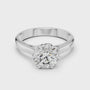 Sterling Silver Round Cut Moissanite Sleek Line Solitaire Lotus Engagement Ring
